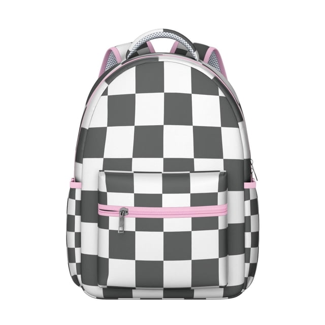Colorful Checkered Backpack Plaid and Geometric Pattern School Bag Unique Travel Bag for Student and Student