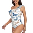thumbnail image 3 of Yiaed Butterfly Print Women One Piece Swimsuits Tummy Control One Shoulder Bathing Suits Pattern Ruffle Swimwear-X-Large, 3 of 8