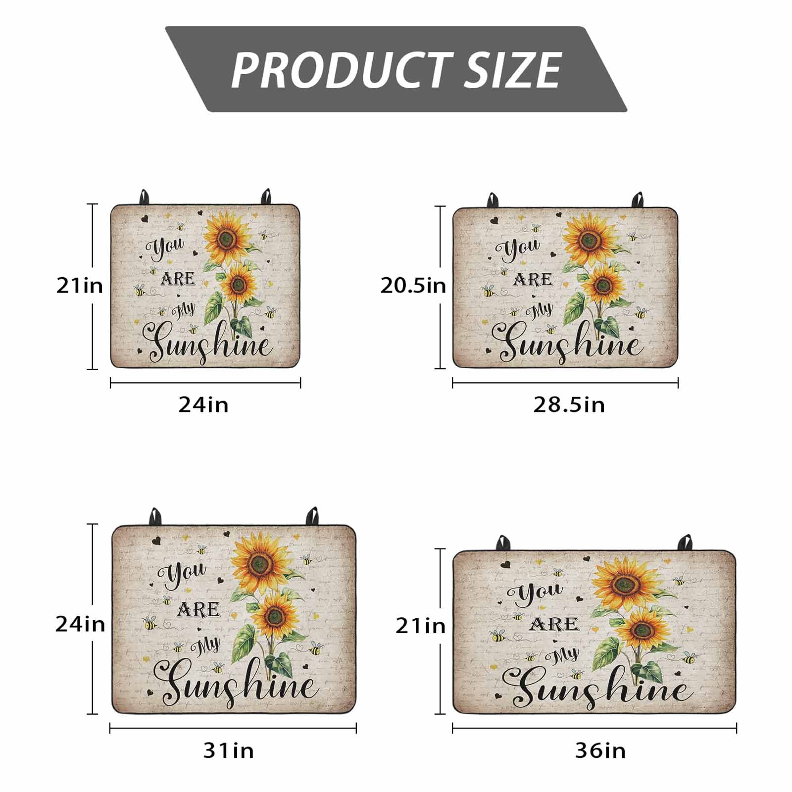 Sunflower Stove Top Cover for Electric Stove, Heat-proof & Non Slip Glass Top Stove Cover Protector, Vintage Summer Botanical Bee Spring Floral Kitchen Flat Cooktop Rubber Mat 24x21 Inches