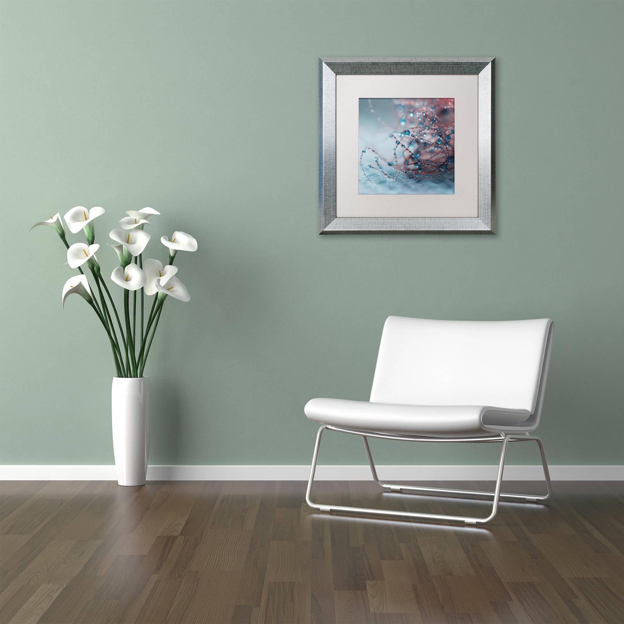 Trademark Fine Art "Silence of Blues" Canvas Art by Beata Czyzowska Young, White Matte, Silver Frame