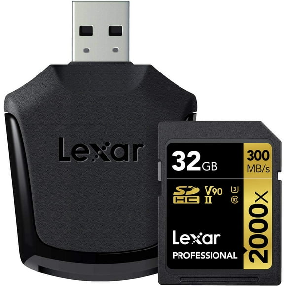 Lexar Professional 2000x 32 Go SDHC UHS-II/U3 (jusqu'à 300MB/s Lecture) avec Lecteur USB 3.0 - LSD32GCRBNA2000R