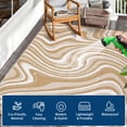 thumbnail image 5 of 10x14 Modern Large Outdoor Rug, Waterproof Rug for Camping, Reversible Plastic Straw Rugs UV Resistant Abstract Carpet for Picnic Backyard Deck Balcony Porch Beach Trailer, Light Brown, 5 of 8