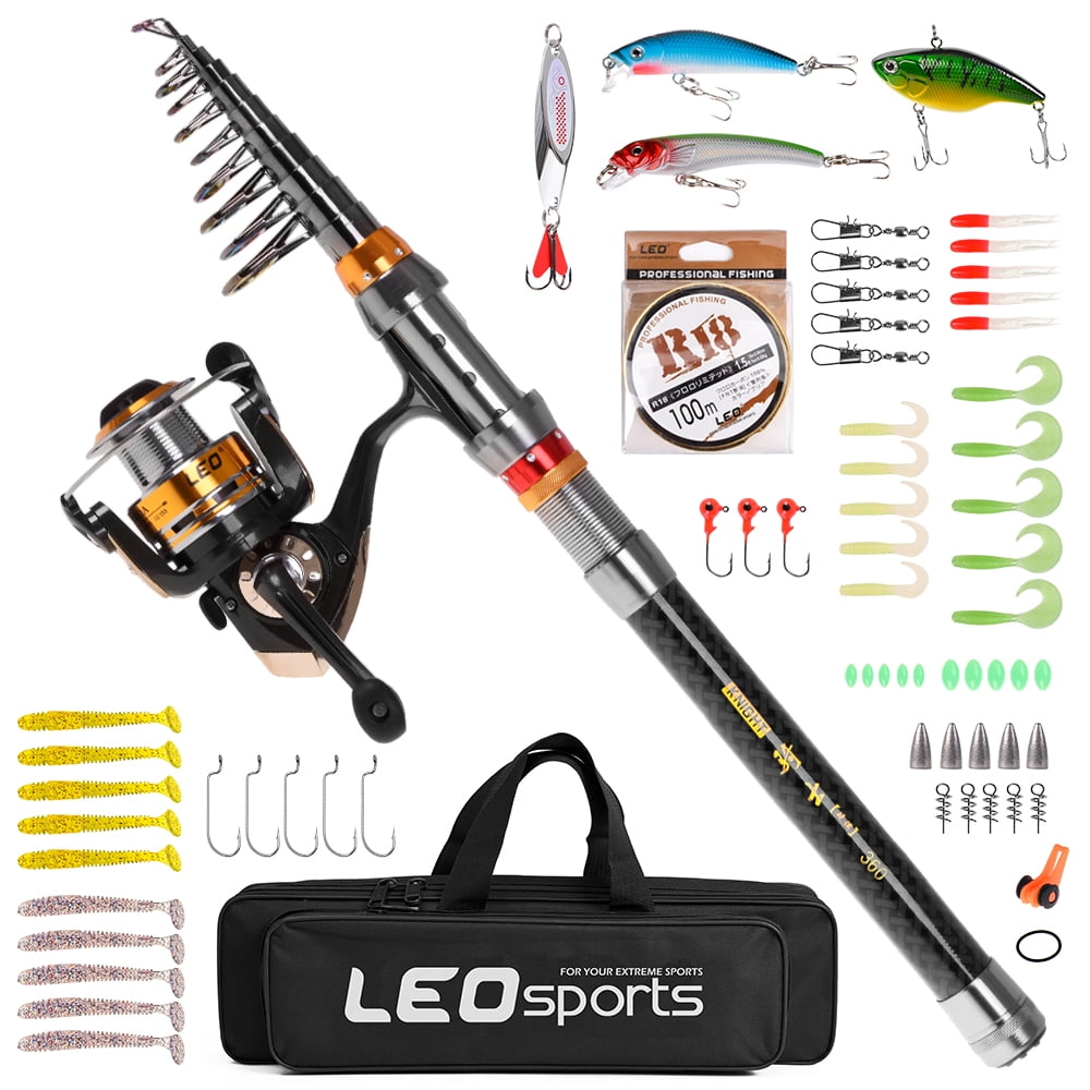 Telescopic Fishing Rod Reel Combo Kit Spinning Reel Pole Set with Fish  Bag Case 