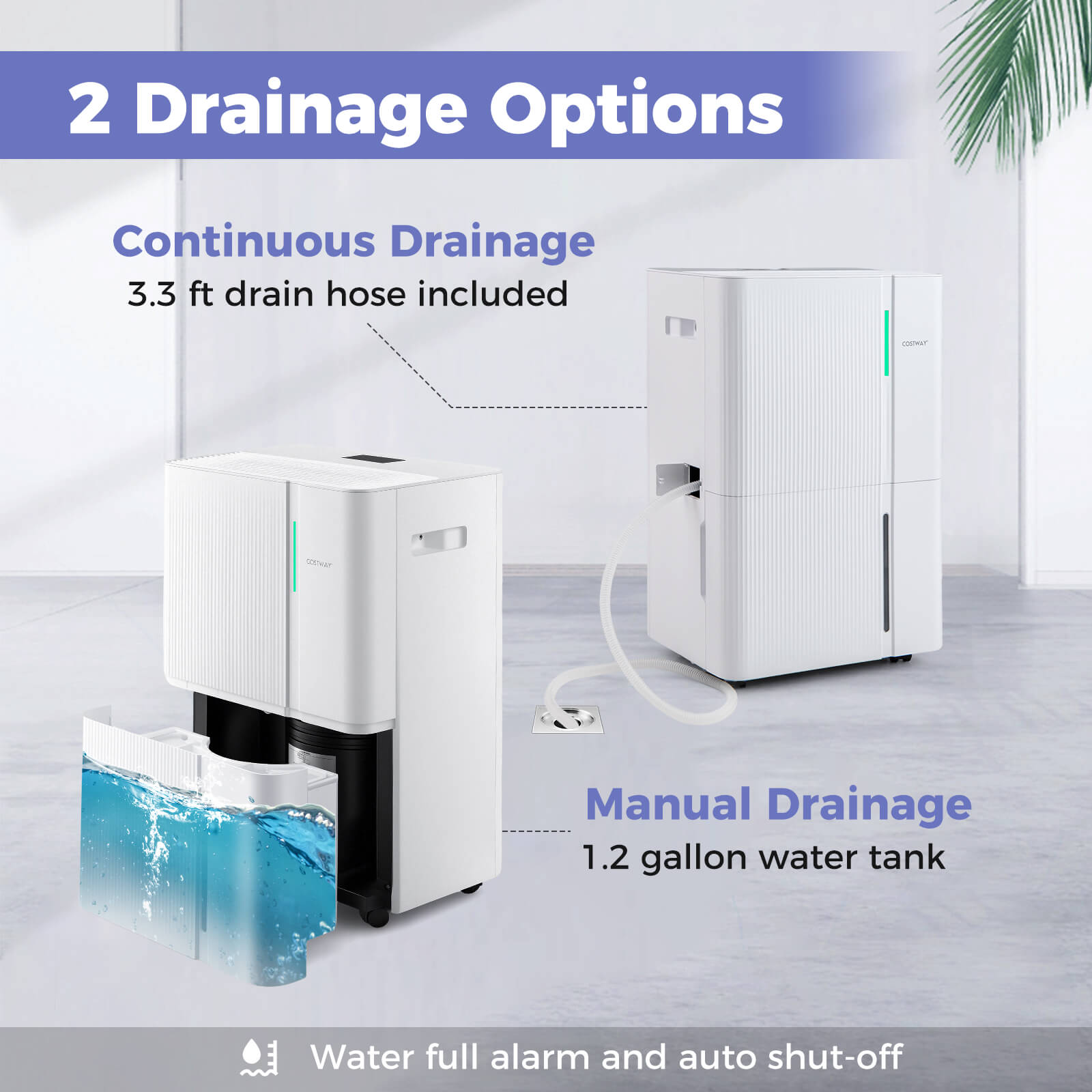 Costway 35-Pint(DOE) Dehumidifier for Home 8000 Sq.Ft Dehumidifier with 3 Modes 24H Timer (MAX 96Pint at 95°F, 90%RH)