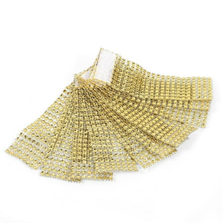 

Sparkling wrap of faux diamond faux rhinestone crystal mesh ribbon roll for weddings parties central decorations cakes vases sparkling decorations[Gold 3cm]