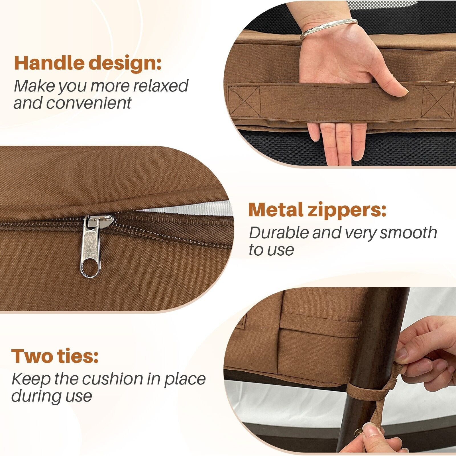 (Set of 2) Outdoor Chair Cushions for Patio Furniture, Waterproof 19" x 19" x 3" Square Patio Chair Seat Cushion with Non-Slip Ties & Handle