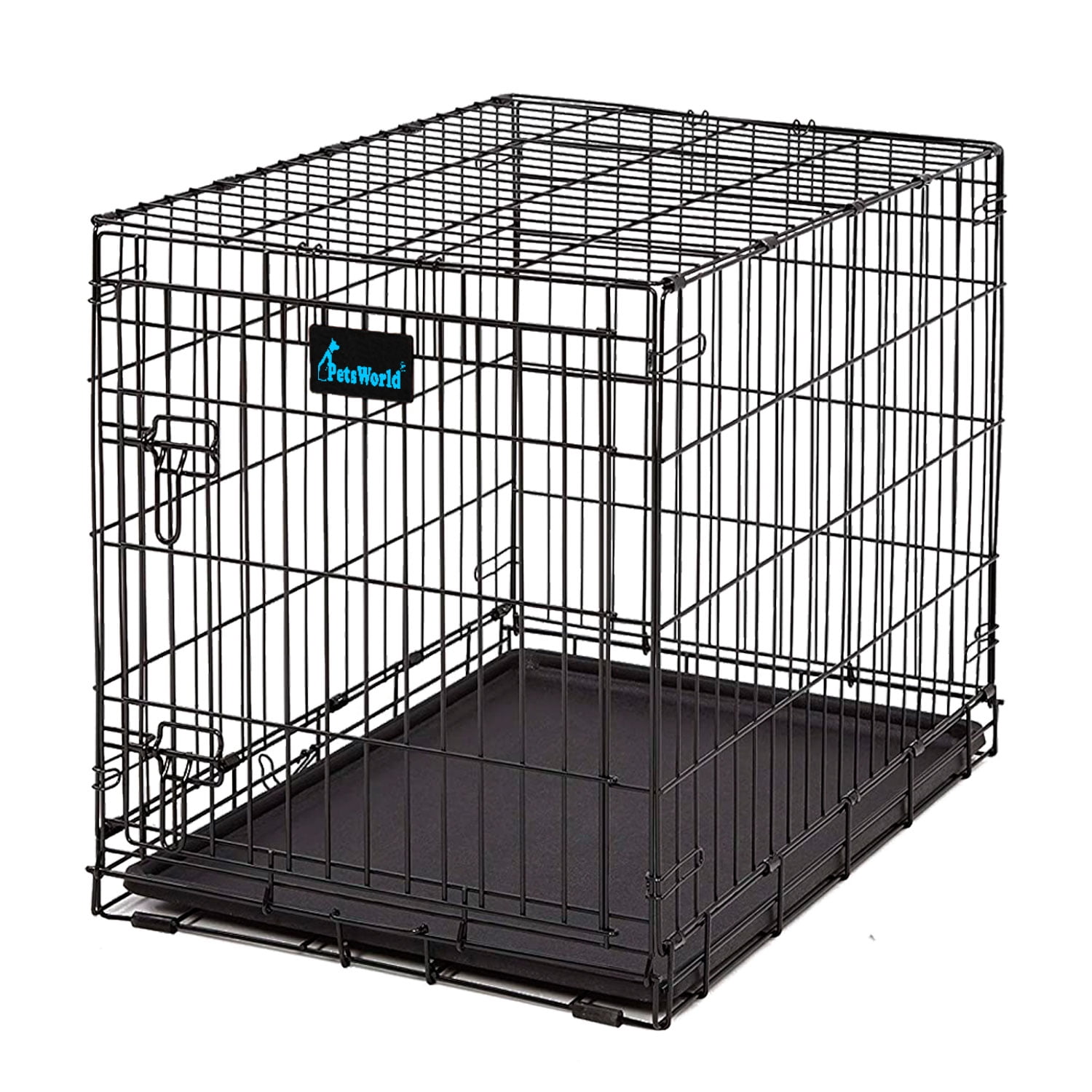 PetsWorld Folding Dog Crate Single Door Folding Metal Dog Crates 30 inch