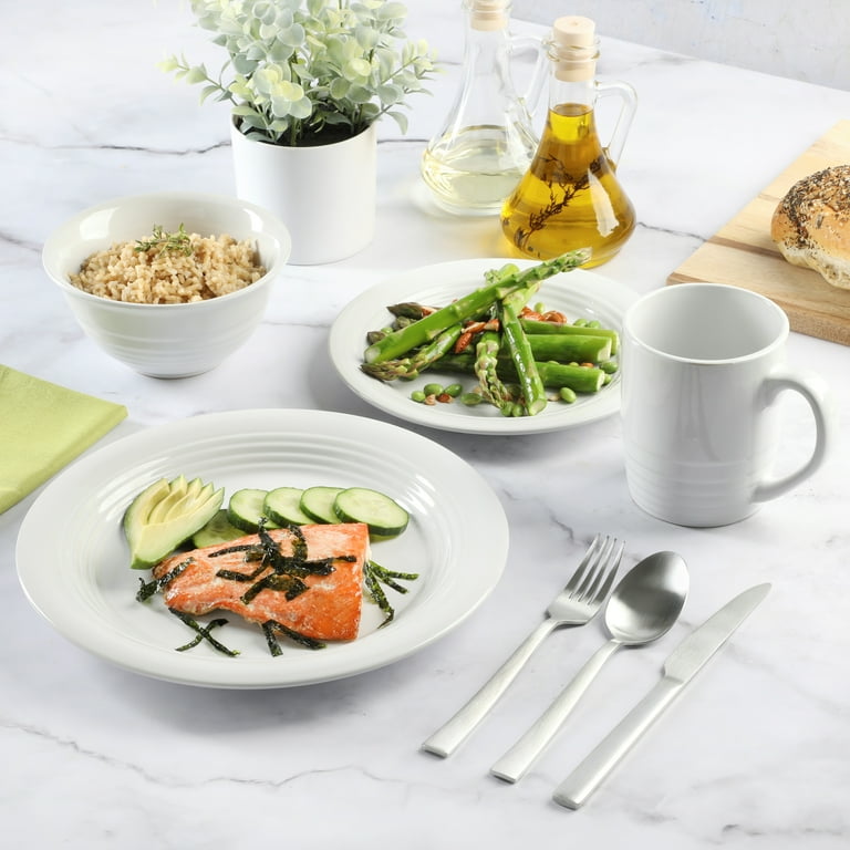 Martha Stewart Everyday Night Holm 16 Piece White Stoneware Dinnerware Set Walmart