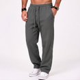 thumbnail image 2 of Men's Jogger Pants Elastic Waist Button Fly Loose Fit Solid Color Casual Sweatpants Lounge Trousers with Pockets, 2 of 7