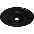 thumbnail image 3 of 29 1/2"OD x 3 5/8"ID x 1 5/8"P Sunflower Ceiling Medallion (Fits Canopies up to 5 5/8"), Hand-Painted Jet Black, 3 of 5