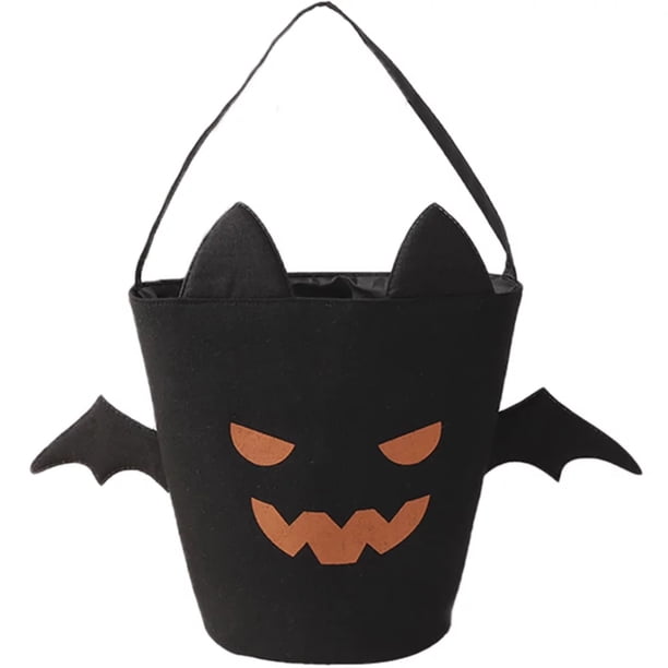 Halloween Candy Bags Kids Candy Bucket Shape Tote Bag Linen Buckets with Handle Halloween Party Gift Basket