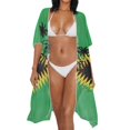 thumbnail image 3 of HELLHERO Jamaican Style Palm Tree Kimono Cover Up Lightweight Breathable Beachwear for Tropical Poolside Beach Parties One Size Flowy Swim Cover Up, 3 of 6