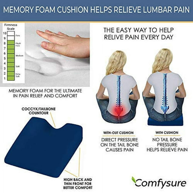 Car Seat Cushion, Memory Foam Auto Wedge Seat Pad, Comfort Low Back and  Tailbone Sciatica Pain Relief Driving Pillow, Breathable Non Slip  Orthopedic
