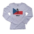 thumbnail image 1 of Czech Republic Olympic - Golf - Flag - Silhouette Women's Long Sleeve Grey T-Shirt, 1 of 2