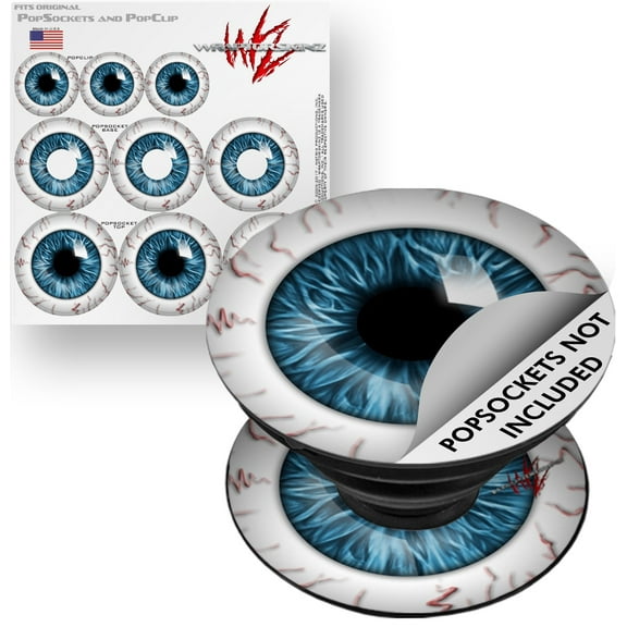 Decal Style Vinyl Skin Wrap 3 Pack for PopSockets Eyeball Blue (POPSOCKET NOT INCLUDED) by WraptorSkinz
