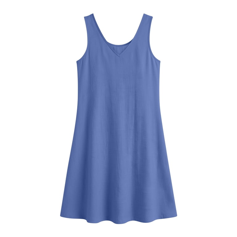 sleeveless shift dress of pale blue linen Light Blue Linen Blend Mini Dress - Shift Dresses