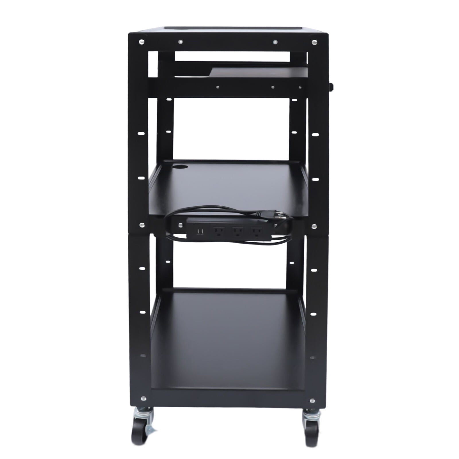 AV Cart on Wheels | Height Adjustable Top Shelf & Pullout Keyboard Tray, Rolling Standing Desk Stand Up Desk, Height Adjustable Home Office Desk with Standing