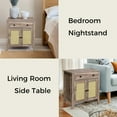 thumbnail image 7 of COMHOMA Rattan Cabinet, Mid Century Modern Cabinet with Rattan Decorated Door and Adjustable Shelf, Bedside Storage End Table with Drawer, Cabinet for Bedroom and Living Room,Drifted Grey, 7 of 7