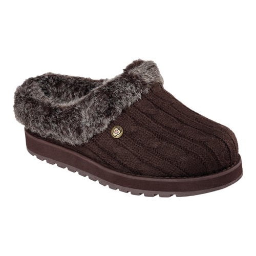 skechers sweater knit faux fur slippers