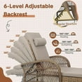 thumbnail image 4 of HOMEDIARY 3-Piece Outdoor Wicker Chaise Lounge Chair Set with Side Table, All Weather Patio Rattan Reclining Sunbathing Lounger Chair with 6-Position Adjustable Backrest, Armrest & Pillow, Beige, 4 of 7