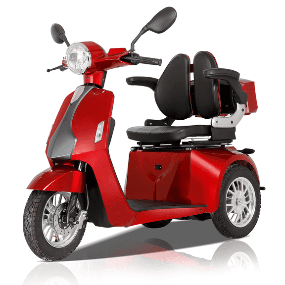 All Terrain Mobility Scooters for Seniors & Adults 500lbs Capacity - Electric Powered Wheelchair Device - 800W Heavy Duty Medical Mobility Scooter for Travel, Elderly-Full LED Lighting- Red