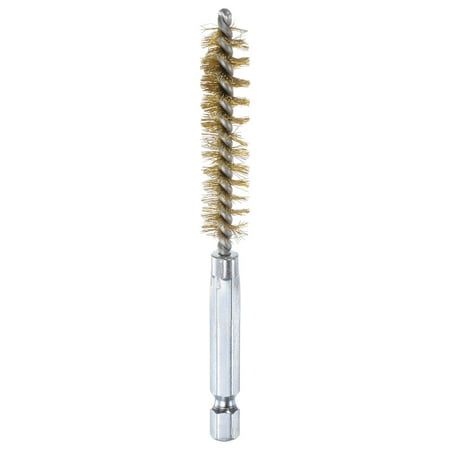 

Uxcell Brass Bore Brush 11mm Dia 4 Long Cleaning Twisted Wire Brush with Handle 1/4 Hex Shank