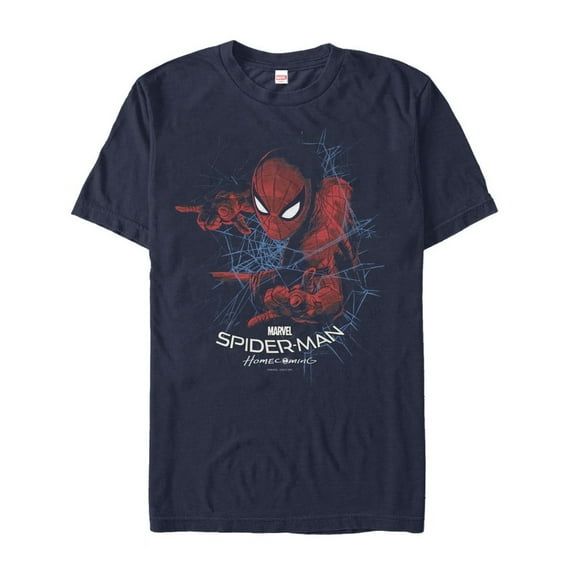 Men's Marvel Spider-Man: Homecoming Web Frame  Graphic Tee Navy Blue X Large