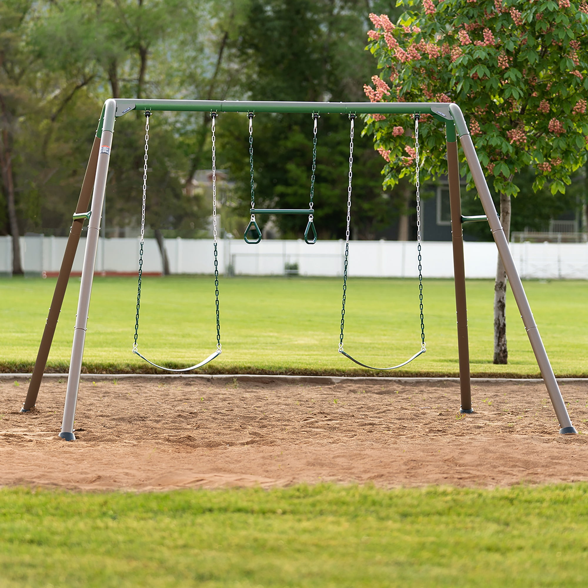 Lifetime Kids 7.3 ft. High Metal Swing Set with Belt Swings (90952)