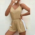 thumbnail image 5 of Fengqque Jumpers for Women with Overalls Casual Jumpsuits Plus Size Summer Solid Color Sling V-Neck Bodysuit Jumpsuit, 5 of 8