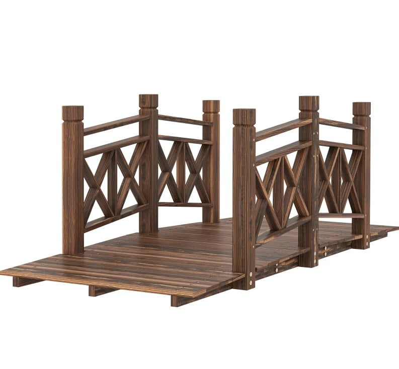 Garden Bridge, Wooden Garden Bridge Footbridge for Backyard Ponds, Creeks, Streams