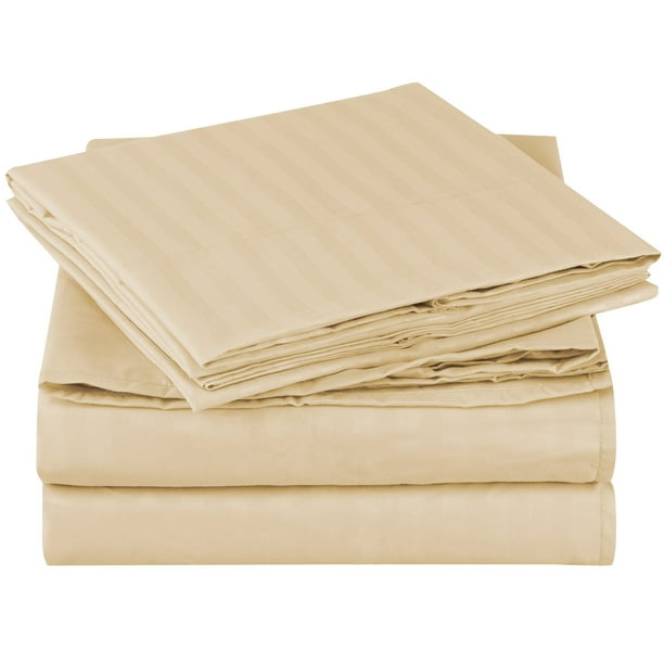 Mellanni Striped Bed Sheet Set Brushed Microfiber 1800 Bedding