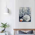 thumbnail image 4 of COMIO  Ocean Theme Canvas Wall Art Beach Coastal Shell Starfish Coral Navy Blue and White Nautical Picture for Bathroom Home Decoe Ready to Hang, 4 of 5