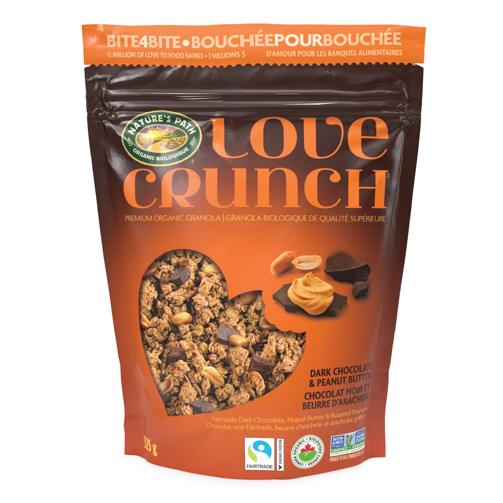 Love Crunch Dark Chocolate and Peanut Butter Premium Organic Granola, 325 g