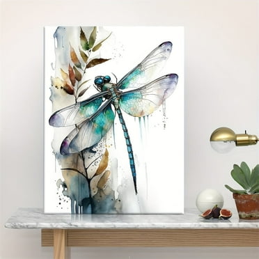 1 piece canvas painting with wooden frame, ready to hang, Nordic style, colorful dragonfly, canvas poster, home decor art, pattern wall art decoration, suitable for living room, bedroom, office, rest