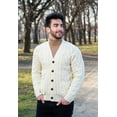 thumbnail image 2 of SAOL Aran Cable Knit Fisherman Cardigan Sweater 100% Merino Wool Men's Irish Button Up V-Neck Jacket Made in Ireland, 2 of 7