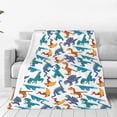 thumbnail image 1 of Fotbe Block Dinosaur Manta de Franela Acolchonada con Estampado, Súper Suave y Esponjosa, Extra Grande para Sofá, Cama, Uso Todo el Año-80"x60", 1 of 7