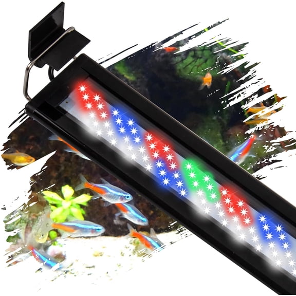 Led Aquarium Light, Full Spectrum Fish Tank Lights, 10/20 Gallon Freshwater Fishtank Hood Lighting for Grow Fish, Plants, Adjustable from 19 to 24 Inch