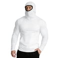 thumbnail image 5 of hlysgo Spf Shirts for Men Long Sleeve Thumb Hole Shirts Hoodie with Mask Cooling Sun Protection Clothing Summer Athletic Outdoor Hiking UV Shirt White,M, 5 of 8