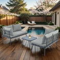 thumbnail image 2 of 3 Pieces Patio Furniture Set, All Weather Wicker Outdoor Patio Conversation Set PE Rattan L-Shaped Sofa Set with Cushions for Backyard, Poolside, Garden, Grey, 2 of 10