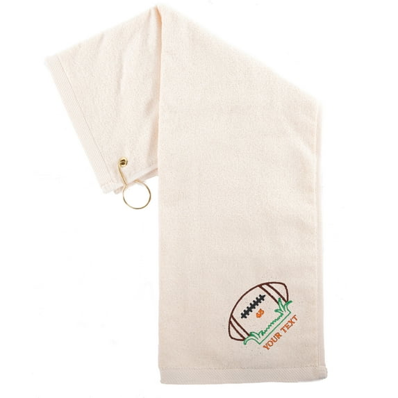 Custom Embroidered Football Towels, Wholesale Football Cooling Towels - Ball on Grass