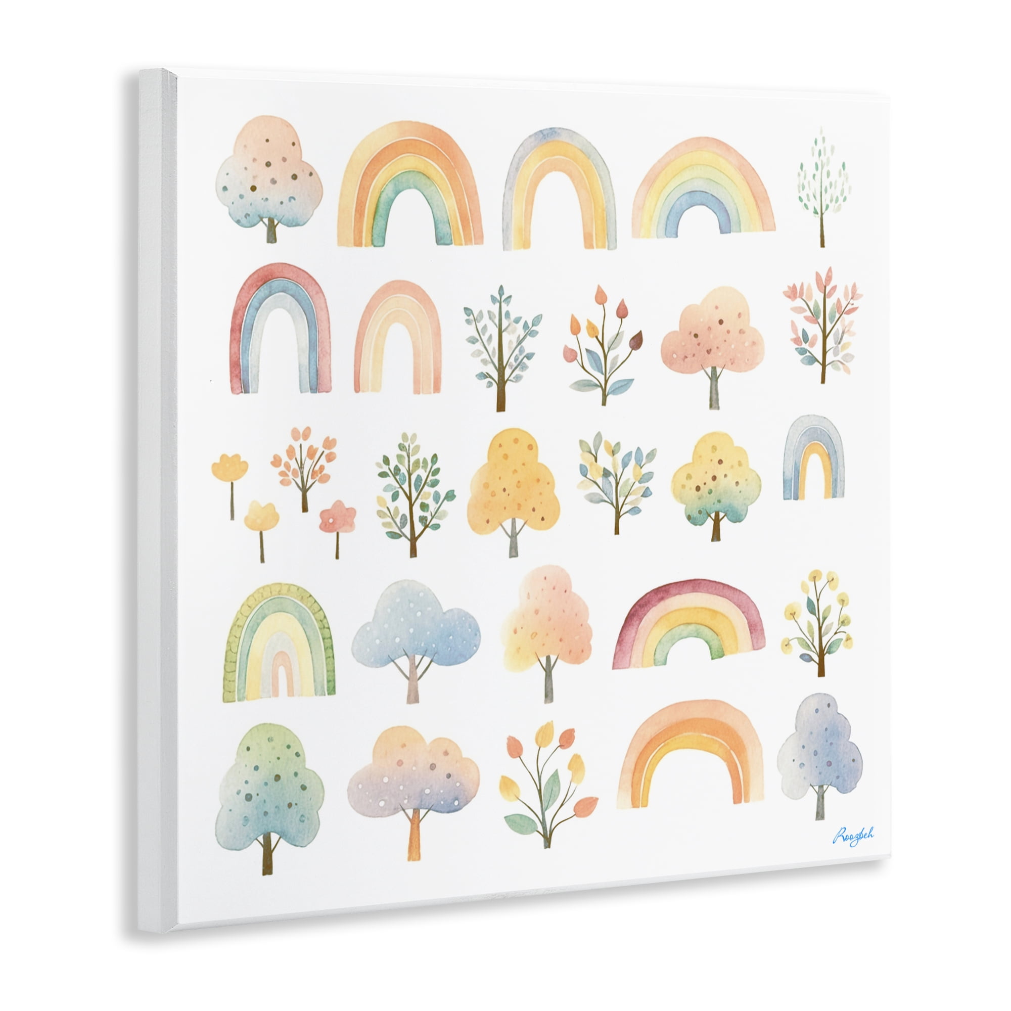 Stupell Industries Happy Rainbows & Foliage Wall Plaque Art, design by Roozbeh