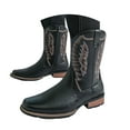 thumbnail image 3 of Leozcaa Cowboy Boots for Men Mid Calf Boots Western Classic Embroidered Square Toe Ankle Short Boots, 3 of 8