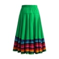 thumbnail image 4 of Skirts for Women Rainbow Print Elastic Waist Flowy Skirt Bohemian Comfortable Summer Casual Wear Womens Midi Skirt Green L, 4 of 4