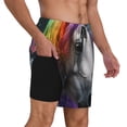 thumbnail image 2 of Balery Colorful Haired White Horse Bañador para hombre, shorts de playa de secado rápido con entrepierna y forro de compresión-3X-Large, 2 of 6