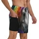 thumbnail image 2 of Balery Colorful Haired White Horse Bañador para hombre, shorts de playa de secado rápido con entrepierna y forro de compresión-Small, 2 of 6