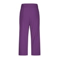 thumbnail image 4 of Riforla Leggings with Pockets for Women Yoga Pants Work Dressy Solid Color Slim Knit Capris Pull on Elastic High Waisted Pants for Women Purple M, 4 of 6