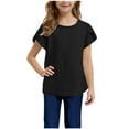 thumbnail image 6 of Summer Savings Clearance 2025! THDHVS Toddler Shirts,Girls Tops,Teen Girl Summer clothes Round Neck Solid Color Casual Short Sleeve Black 9 Years, 6 of 7