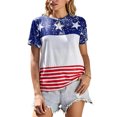 thumbnail image 2 of Pompotops Femmes Mode Indépendance Jour Imprimer Femmes Col Rond en Vrac T-shirt Tops, 2 of 9
