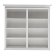 NovaSolo Halifax Mahogany Solid Wood Buffet Hutch Unit with 8 Shelves in White