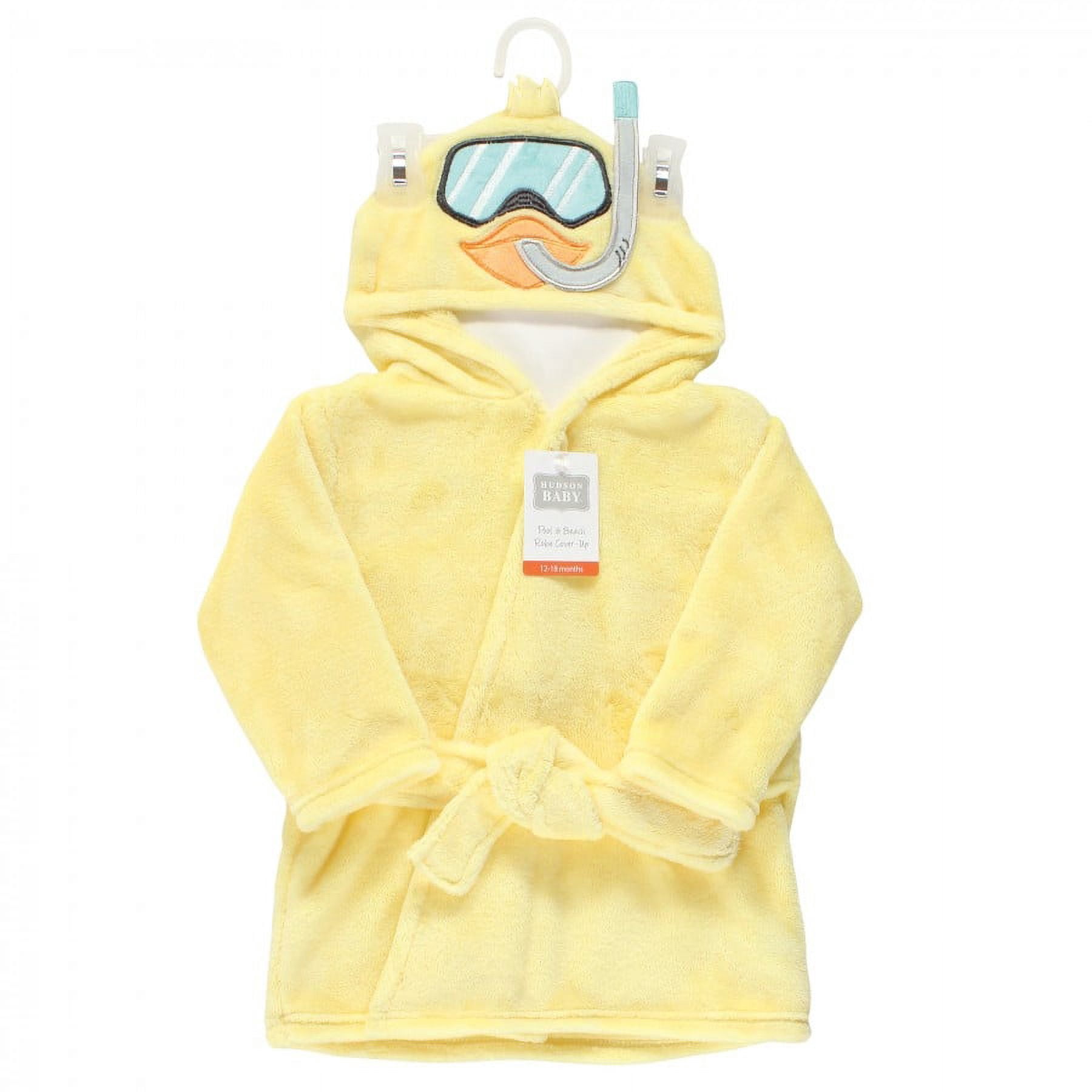 Hudson Baby Unisex Baby Plush Pool and Beach Robe Cover-ups, Scuba Duck, 18-24 Months